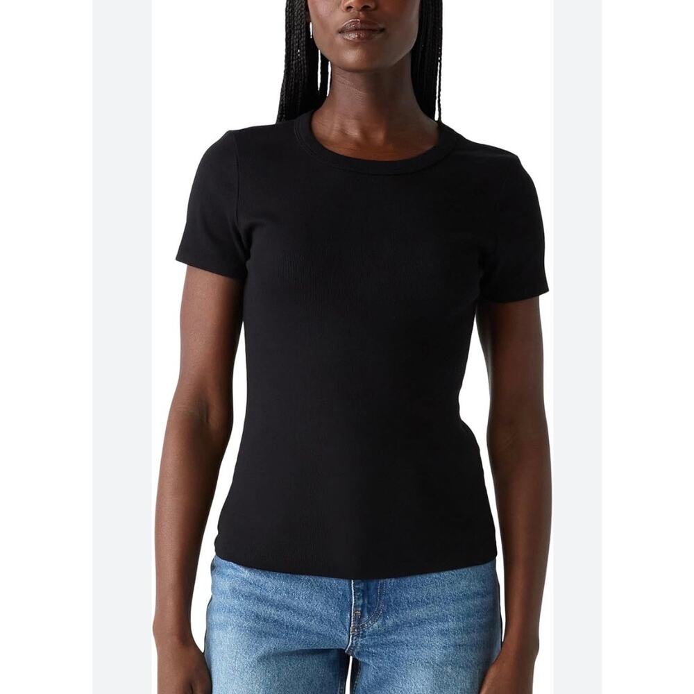 Michael Stars Rico Ultra Rib Crew Neck Tee Black Size M NWT USA Made